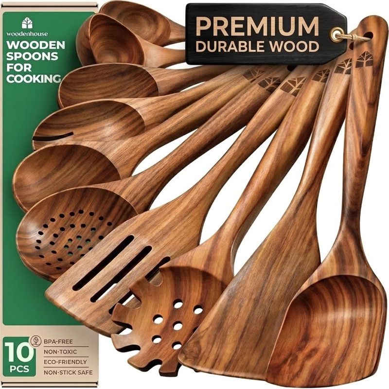 Woodenhouse 10-Piece Teak Kitchen Utensil Set product photo