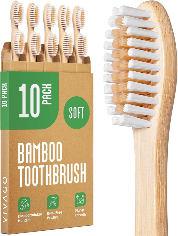 VIVAGO Bamboo Toothbrushes (10-pack) product photo